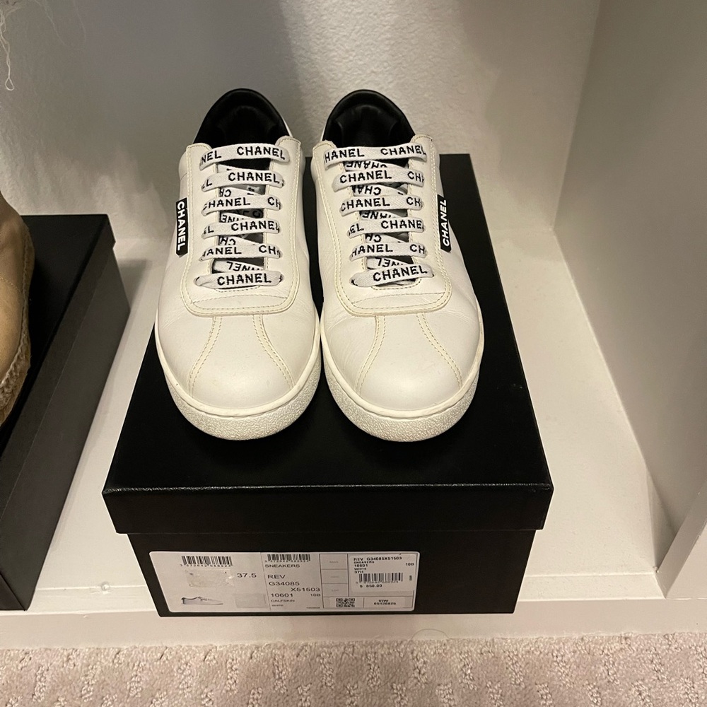 Chanel White Sneakers 37.5